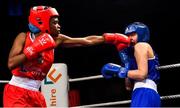 22 November 2019; Evelyn Igharo of Clann Naofa, Co Louth, left, in action against Ciara Ginty of Geesala, Co Mayo, in their 64kg bout during the IABA Irish National Elite Boxing Championships Finals at the National Stadium in Dublin. Photo by Piaras Ó Mídheach/Sportsfile