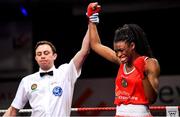 22 November 2019; Evelyn Igharo of Clann Naofa, Co Louth, reacts after beating Ciara Ginty of Geesala, Co Mayo, in their 64kg bout during the IABA Irish National Elite Boxing Championships Finals at the National Stadium in Dublin. Photo by Piaras Ó Mídheach/Sportsfile