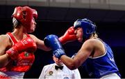 22 November 2019; Nell Fox of Rathkeale, Co Limerick, left, in action against Leona Houlihan of Crumlin, Co Dublin, in their 81kg bout during the IABA Irish National Elite Boxing Championships Finals at the National Stadium in Dublin. Photo by Piaras Ó Mídheach/Sportsfile