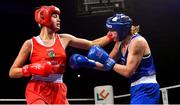 22 November 2019; Nell Fox of Rathkeale, Co Limerick, left, in action against Leona Houlihan of Crumlin, Co Dublin, in their 81kg bout during the IABA Irish National Elite Boxing Championships Finals at the National Stadium in Dublin. Photo by Piaras Ó Mídheach/Sportsfile