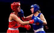 22 November 2019; Leona Houlihan of Crumlin, Co Dublin, right, in action against Nell Fox of Rathkeale, Co Limerick, in their 81kg bout during the IABA Irish National Elite Boxing Championships Finals at the National Stadium in Dublin. Photo by Piaras Ó Mídheach/Sportsfile