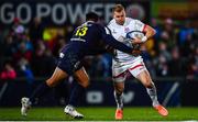 22 November 2019; Will Addison of Ulster is tackled by Isaiah Toeava of ASM Clermont Auvergne during the Heineken Champions Cup Pool 3 Round 2 match between Ulster and ASM Clermont Auvergne at the Kingspan Stadium in Belfast. Photo by Sam Barnes/Sportsfile