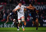 22 November 2019; Jordi Murphy of Ulster is tackled by Peter Betham, left, and Peceli Yato of ASM Clermont Auvergne during the Heineken Champions Cup Pool 3 Round 2 match between Ulster and ASM Clermont Auvergne at the Kingspan Stadium in Belfast. Photo by Sam Barnes/Sportsfile