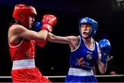 22 November 2019; Emma Agnew of Dealgan, Co Louth, right, in action against Michaela Walsh of Monkstown, Co Antrim, in their 57kg bout during the IABA Irish National Elite Boxing Championships Finals at the National Stadium in Dublin. Photo by Piaras Ó Mídheach/Sportsfile
