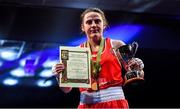 22 November 2019; Michaela Walsh of Monkstown, Co Antrim, after beating Emma Agnew of Dealgan, Co Louth, in their 57kg bout during the IABA Irish National Elite Boxing Championships Finals at the National Stadium in Dublin. Photo by Piaras Ó Mídheach/Sportsfile