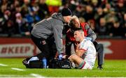 22 November 2019; John Cooney on Ulster receives treatment during the Heineken Champions Cup Pool 3 Round 2 match between Ulster and ASM Clermont Auvergne at Kingspan Stadium in Belfast. Photo by Oliver McVeigh/Sportsfile