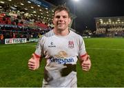 22 November 2019; Jordi Murphy of Ulster celebrates after the Heineken Champions Cup Pool 3 Round 2 match between Ulster and ASM Clermont Auvergne at Kingspan Stadium in Belfast. Photo by Oliver McVeigh/Sportsfile