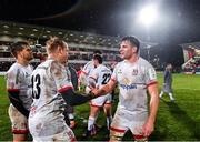 22 November 2019; Jordi Murphy of Ulster, right, celebrates with Luke Marshall following the Heineken Champions Cup Pool 3 Round 2 match between Ulster and ASM Clermont Auvergne at the Kingspan Stadium in Belfast. Photo by Sam Barnes/Sportsfile