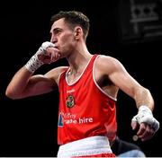 22 November 2019; Aidan Walsh of Monkstown, Co Antrim, celebrates after beating Callum Walsh of Riverstown, Co Cork, in their 69kg bout during the IABA Irish National Elite Boxing Championships Finals at the National Stadium in Dublin. Photo by Piaras Ó Mídheach/Sportsfile