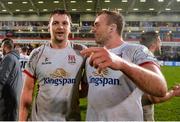 22 November 2019; Iain Henderson and Kieran Treadwell of Ulster celebrate after the Heineken Champions Cup Pool 3 Round 2 match between Ulster and ASM Clermont Auvergne at Kingspan Stadium in Belfast. Photo by Oliver McVeigh/Sportsfile