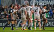 22 November 2019; Ulster players celebrate after the final whistle in the Heineken Champions Cup Pool 3 Round 2 match between Ulster and ASM Clermont Auvergne at Kingspan Stadium in Belfast. Photo by Oliver McVeigh/Sportsfile