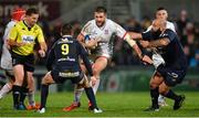 22 November 2019; Stuart McCloskey of Ulster in action against Greig Laidlaw and Mike Tadjer of ASM Clermont Auvergne during the Heineken Champions Cup Pool 3 Round 2 match between Ulster and ASM Clermont Auvergne at Kingspan Stadium in Belfast. Photo by Oliver McVeigh/Sportsfile