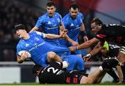 23 November 2019; Garry Ringrose of Leinster is tackled by Mickael Ivaldi, left, and Hendrik Roodt of Lyon during the Heineken Champions Cup Pool 1 Round 2 match between Lyon and Leinster at Matmut Stadium in Lyon, France. Photo by Ramsey Cardy/Sportsfile