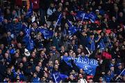 23 November 2019; Leinster supporters celebrate a try during the Heineken Champions Cup Pool 1 Round 2 match between Lyon and Leinster at Matmut Stadium in Lyon, France. Photo by Ramsey Cardy/Sportsfile