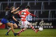 23 November 2019; Kirsty McGuinness of Naomh Pól shoots to score her side's second goal during the All-Ireland Ladies Intermediate Club Championship Final match between Naomh Ciaran and Naomh Pól at Kingspan Breffni in Cavan. Photo by Harry Murphy/Sportsfile