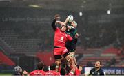 23 November 2019; Alban Placines of Toulouse and Paul Boyle of Connacht during the Heineken Champions Cup Pool 5 Round 2 match between Toulouse and Connacht at Stade Ernest Wallon in Toulouse, France. Photo by Alexandre Dimou/Sportsfile
