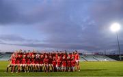 23 November 2019; Kilkerrin-Clonberne players stand for the team picture prior to the All-Ireland Ladies Senior Club Championship Final match between Kilkerrin-Clonberne and Mourneabbey at LIT Gaelic Grounds in Limerick. Photo by Eóin Noonan/Sportsfile