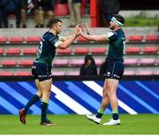 23 November 2019; Tom Farrell of Connacht celebrates his try with teammate Tom Daly during the Heineken Champions Cup Pool 5 Round 2 match between Toulouse and Connacht at Stade Ernest Wallon in Toulouse, France. Photo by Alexandre Dimou/Sportsfile