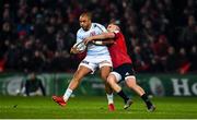 23 November 2019; Simon Zebo of Racing 92 is tackled by Andrew Conway of Munster during the Heineken Champions Cup Pool 4 Round 2 match between Munster and Racing 92 at Thomond Park in Limerick. Photo by Diarmuid Greene/Sportsfile