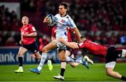 23 November 2019; Juan Imhoff of Racing 92 beats the tackle of Andrew Conway of Munster on the way to scoring his side's third try during the Heineken Champions Cup Pool 4 Round 2 match between Munster and Racing 92 at Thomond Park in Limerick. Photo by Brendan Moran/Sportsfile