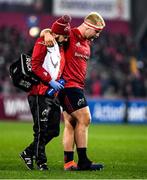 23 November 2019; Jeremy Loughman of Munster is assisted off the pitch with an injury by Munster Head of Medical Dr Jamie Kearns during the Heineken Champions Cup Pool 4 Round 2 match between Munster and Racing 92 at Thomond Park in Limerick. Photo by Brendan Moran/Sportsfile