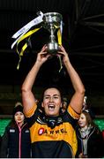 23 November 2019; Mourneabbey captain Brid O’Sullivan lifting the Dolores Tyrrell Memorial Cup following the All-Ireland Ladies Senior Club Championship Final match between Kilkerrin-Clonberne and Mourneabbey at LIT Gaelic Grounds in Limerick. Photo by Eóin Noonan/Sportsfile