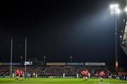 23 November 2019; JJ Hanrahan of Munster (10) kicks a conversion to level the scores 21-21 during the Heineken Champions Cup Pool 4 Round 2 match between Munster and Racing 92 at Thomond Park in Limerick. Photo by Brendan Moran/Sportsfile