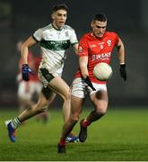 23 November 2019; Jordan Morrissey of Éire Óg gets past Frank Flanagan of Portlaoise during the AIB Leinster GAA Football Senior Club Championship Semi-Final match between Portlaoise and Éire Óg at MW Hire O’Moore Park in Portlaoise, Co Laois. Photo by Piaras Ó Mídheach/Sportsfile