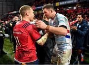 23 November 2019; Keith Earls of Munster, left, and Donnacha Ryan of Racing 92 after the Heineken Champions Cup Pool 4 Round 2 match between Munster and Racing 92 at Thomond Park in Limerick. Photo by Brendan Moran/Sportsfile