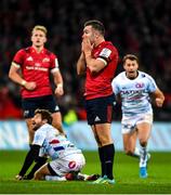 23 November 2019; JJ Hanrahan of Munster reacts after missing an attempted drop goal during the final moments of the Heineken Champions Cup Pool 4 Round 2 match between Munster and Racing 92 at Thomond Park in Limerick. Photo by Diarmuid Greene/Sportsfile