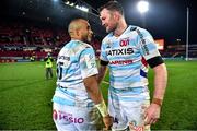 23 November 2019; Simon Zebo, left, and Donnacha Ryan of Racing 92 after the Heineken Champions Cup Pool 4 Round 2 match between Munster and Racing 92 at Thomond Park in Limerick. Photo by Brendan Moran/Sportsfile