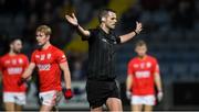 23 November 2019; Referee Patrick Maguire signals for a penalty that was taken by Christopher Blake of Éire Óg and saved by Portlaoise goalkeeper Graham Brody during the AIB Leinster GAA Football Senior Club Championship Semi-Final match between Portlaoise and Éire Óg at MW Hire O’Moore Park in Portlaoise, Co Laois. Photo by Piaras Ó Mídheach/Sportsfile