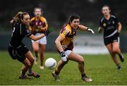 24 November 2019; Rachel Kearns of MacHale Rovers in action against Aisling Barrett of Donoughmore during the All-Ireland Ladies Junior Club Championship Final match between Donoughmore and MacHale Rovers at Duggan Park in Ballinasloe, Co Galway. Photo by Harry Murphy/Sportsfile