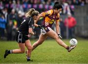 24 November 2019; Rachel Kearns of MacHale Rovers in action against Deirdre Dineen of Donoughmore during the All-Ireland Ladies Junior Club Championship Final match between Donoughmore and MacHale Rovers at Duggan Park in Ballinasloe, Co Galway. Photo by Harry Murphy/Sportsfile