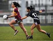 24 November 2019; Rachel Kearns of MacHale Rovers in action against Amanda Greene of Donoughmore during the All-Ireland Ladies Junior Club Championship Final match between Donoughmore and MacHale Rovers at Duggan Park in Ballinasloe, Co Galway. Photo by Harry Murphy/Sportsfile