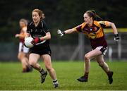 24 November 2019; Rena Buckley of Donoughmore in action against Ellis Keane of MacHale Rovers during the All-Ireland Ladies Junior Club Championship Final match between Donoughmore and MacHale Rovers at Duggan Park in Ballinasloe, Co Galway. Photo by Harry Murphy/Sportsfile