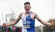 24 November 2019; Liam Brady of Tullamore Harriers A.C., Co. Offaly, celebrates winning the Senior Men event during the Irish Life Health National Senior, Junior & Juvenile Even Age Cross Country Championships at the National Sports Campus Abbotstown in Dublin. Photo by Sam Barnes/Sportsfile