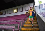 24 November 2019; Corofin captain Micheál Lundy makes his way to the dressing room with the Shane McGettigan Cup after finishing an RTÉ radio interview with Brian Carthy after the AIB Connacht GAA Football Senior Club Football Championship Final match between Corofin and Pádraig Pearses at Tuam Stadium in Tuam, Galway. Photo by Piaras Ó Mídheach/Sportsfile