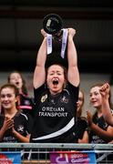 24 November 2019; Eileen Lyons of Donoughmore lifts the trophy following the All-Ireland Ladies Junior Club Championship Final match between Donoughmore and MacHale Rovers at Duggan Park in Ballinasloe, Co Galway. Photo by Harry Murphy/Sportsfile