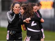 24 November 2019; Donoughmore players, Aoife Barrett, centre, Leah Buckley, right and Leah Buckley, left following the All-Ireland Ladies Junior Club Championship Final match between Donoughmore and MacHale Rovers at Duggan Park in Ballinasloe, Co Galway. Photo by Harry Murphy/Sportsfile