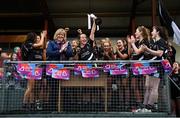 24 November 2019; Donoughmore captain Eileen Lyons lifts the trophy following the All-Ireland Ladies Junior Club Championship Final match between Donoughmore and MacHale Rovers at Duggan Park in Ballinasloe, Co Galway. Photo by Harry Murphy/Sportsfile