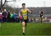 24 November 2019; Darragh McElhinney of U.C.D. A.C., Co. Dublin, celebrates on his way to winning the Junior Men's event during the Irish Life Health National Senior, Junior & Juvenile Even Age Cross Country Championships at the National Sports Campus Abbotstown in Dublin. Photo by Sam Barnes/Sportsfile