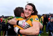 24 November 2019; Corofin players, Kieran Molloy, right, and Gary Sice celebrate after the AIB Connacht GAA Football Senior Club Football Championship Final match between Corofin and Pádraig Pearses at Tuam Stadium in Tuam, Galway. Photo by Piaras Ó Mídheach/Sportsfile