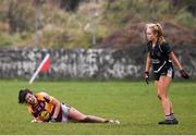 24 November 2019; Rachel Kearns of MacHale Rovers goes down injured during the All-Ireland Ladies Junior Club Championship Final match between Donoughmore and MacHale Rovers at Duggan Park in Ballinasloe, Co Galway. Photo by Harry Murphy/Sportsfile