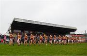 24 November 2019; Players parade behind the Artane Band prior to the All-Ireland Ladies Junior Club Championship Final match between Donoughmore and MacHale Rovers at Duggan Park in Ballinasloe, Co Galway. Photo by Harry Murphy/Sportsfile