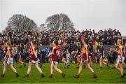 24 November 2019; Supporters watch the parade prior to the All-Ireland Ladies Junior Club Championship Final match between Donoughmore and MacHale Rovers at Duggan Park in Ballinasloe, Co Galway. Photo by Harry Murphy/Sportsfile