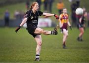 24 November 2019; Rena Buckley of Donoughmore scores a point from a free during the All-Ireland Ladies Junior Club Championship Final match between Donoughmore and MacHale Rovers at Duggan Park in Ballinasloe, Co Galway. Photo by Harry Murphy/Sportsfile