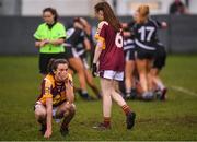 24 November 2019; Shauna Maughan, left, and Aoife Deane of MacHale Rovers react at the full-time whistle following the All-Ireland Ladies Junior Club Championship Final match between Donoughmore and MacHale Rovers at Duggan Park in Ballinasloe, Co Galway. Photo by Harry Murphy/Sportsfile