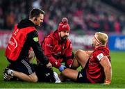 23 November 2019; Jeremy Loughman of Munster receives medical attention from Munster Lead Physiotherapist Damien Mordan, left, and Munster Head of Medical Dr Jamie Kearns before leaving the pitch with an injury during the Heineken Champions Cup Pool 4 Round 2 match between Munster and Racing 92 at Thomond Park in Limerick. Photo by Brendan Moran/Sportsfile