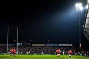 23 November 2019; JJ Hanrahan of Munster kicks a conversion to level the score to 21-21 late on during the Heineken Champions Cup Pool 4 Round 2 match between Munster and Racing 92 at Thomond Park in Limerick. Photo by Brendan Moran/Sportsfile